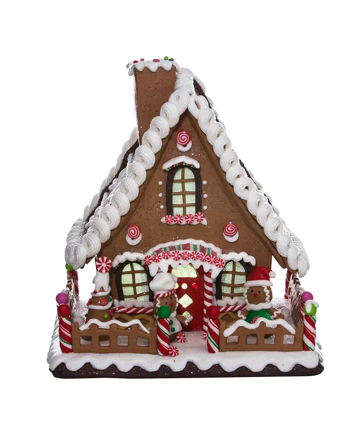 10" Battery-Operated LED Gingerbread Candy House - Image 3
