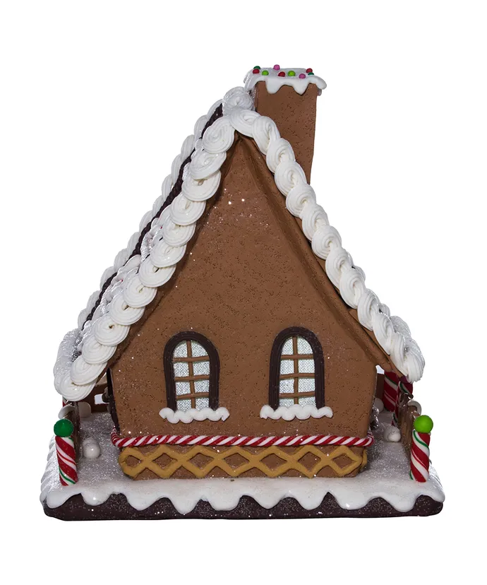 10" Battery-Operated LED Gingerbread Candy House - Image 5