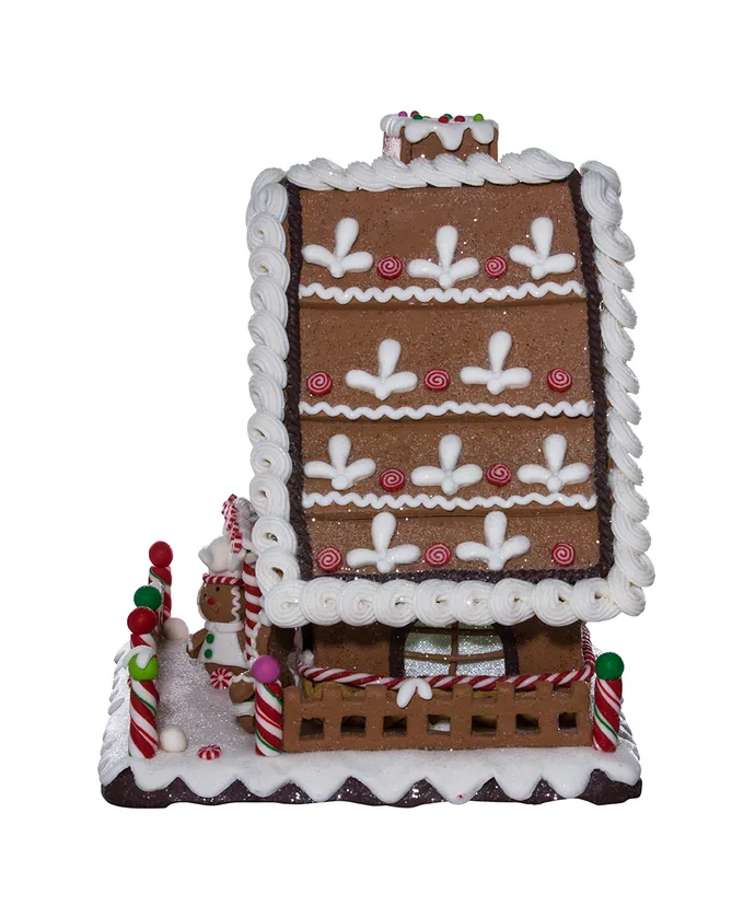 10" Battery-Operated LED Gingerbread Candy House - Image 6