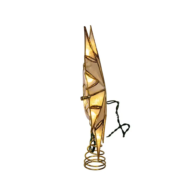 10-Light Gold With Glitter Finish Capiz Star Treetop, 14" - Image 5