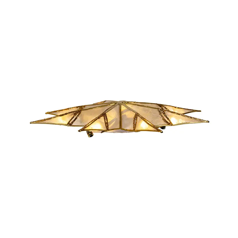 10-Light Gold With Glitter Finish Capiz Star Treetop, 14" - Image 6