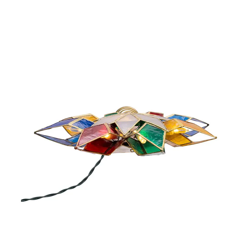 10-Light Multicolor LED Gold Capiz Star Treetop, 9.25" - Image 7
