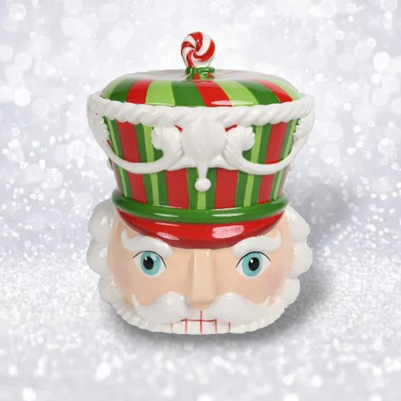 Red & Green Nutcracker Head Cookie Jar, 10" - Image 2