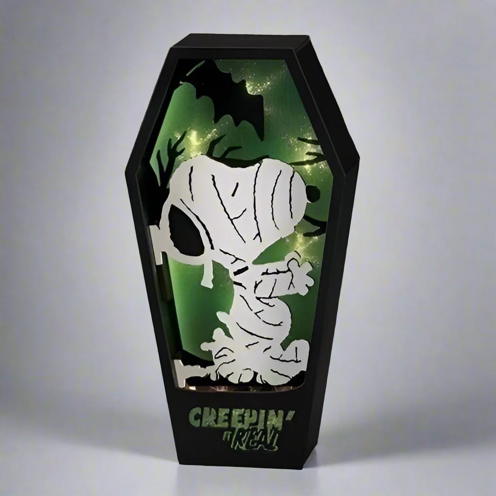 Lighted Coffin-Shaped Snoopy Mummy Plaque, 10" - Image 4