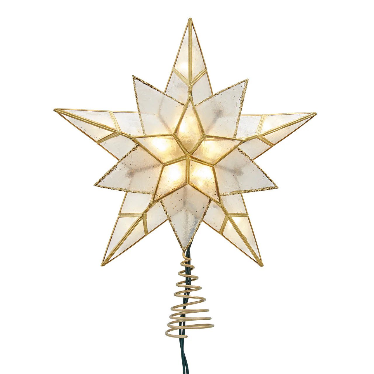 10L 5-Point Gold Glittered Capiz Star Treetop, 9.84"