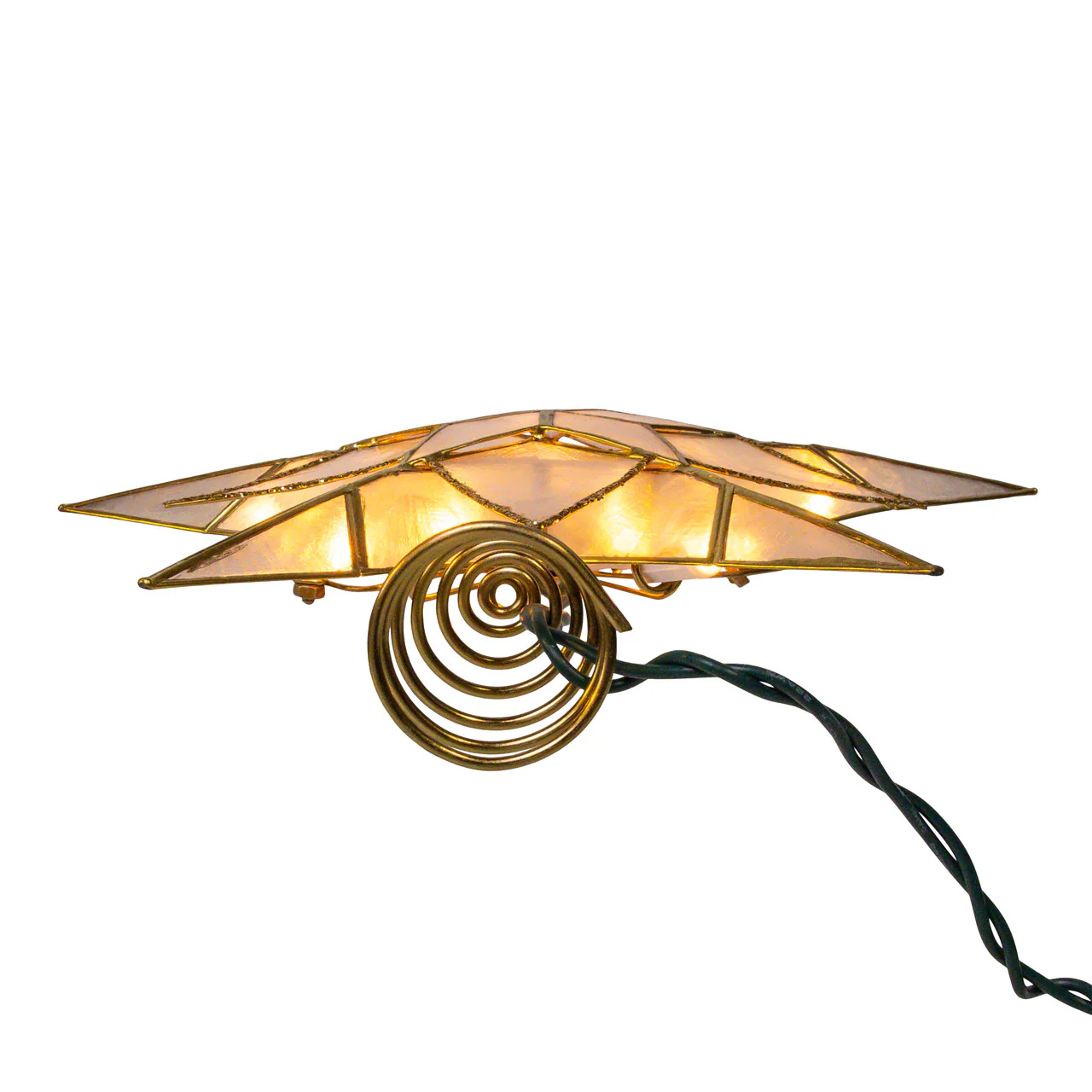10L 5-Point Gold Glittered Capiz Star Treetop, 9.84" - Image 3