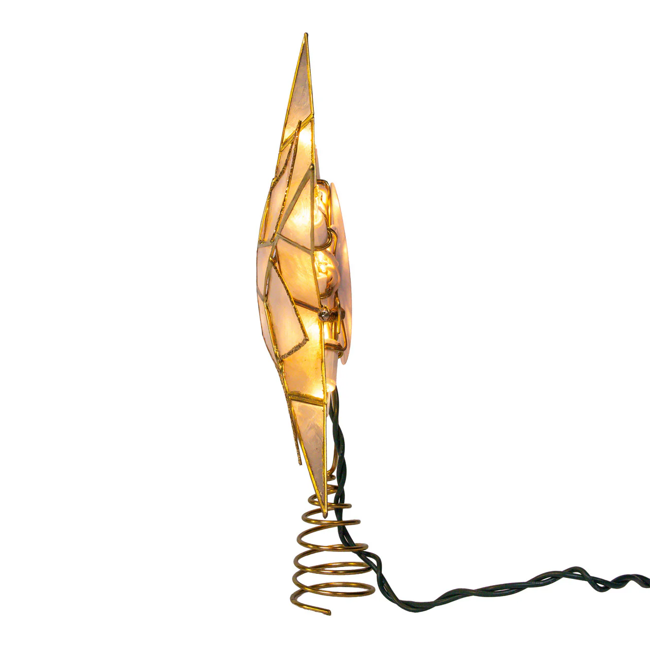 10L 5-Point Gold Glittered Capiz Star Treetop, 9.84" - Image 5