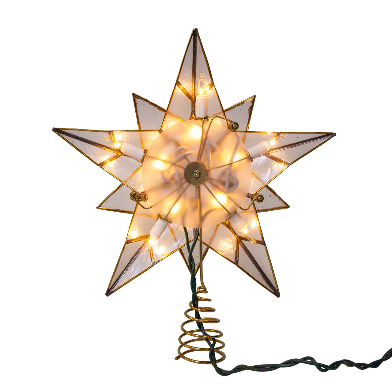 10L 5-Point Gold Glittered Capiz Star Treetop, 9.84" - Image 6