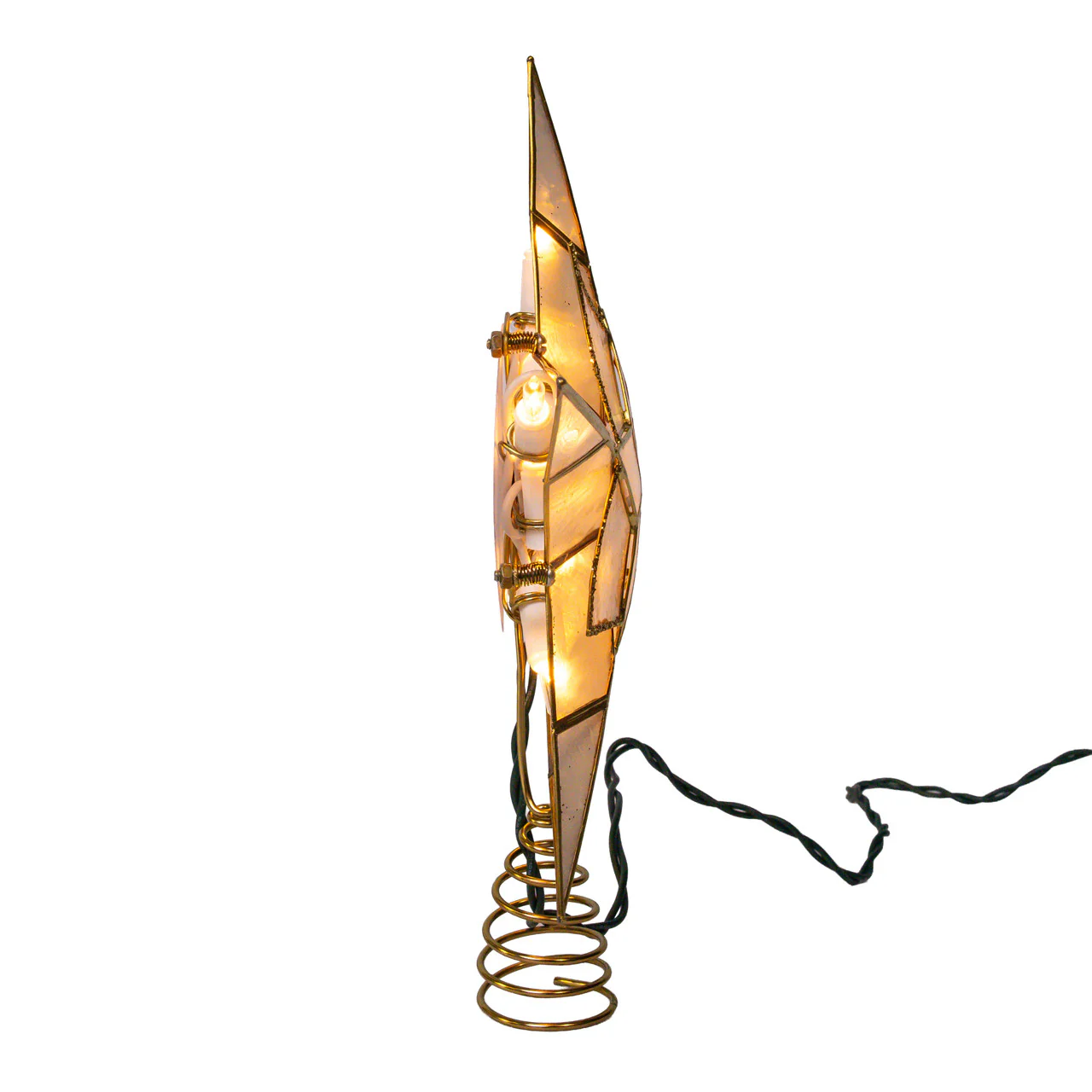 10L 5-Point Gold Glittered Capiz Star Treetop, 9.84" - Image 7