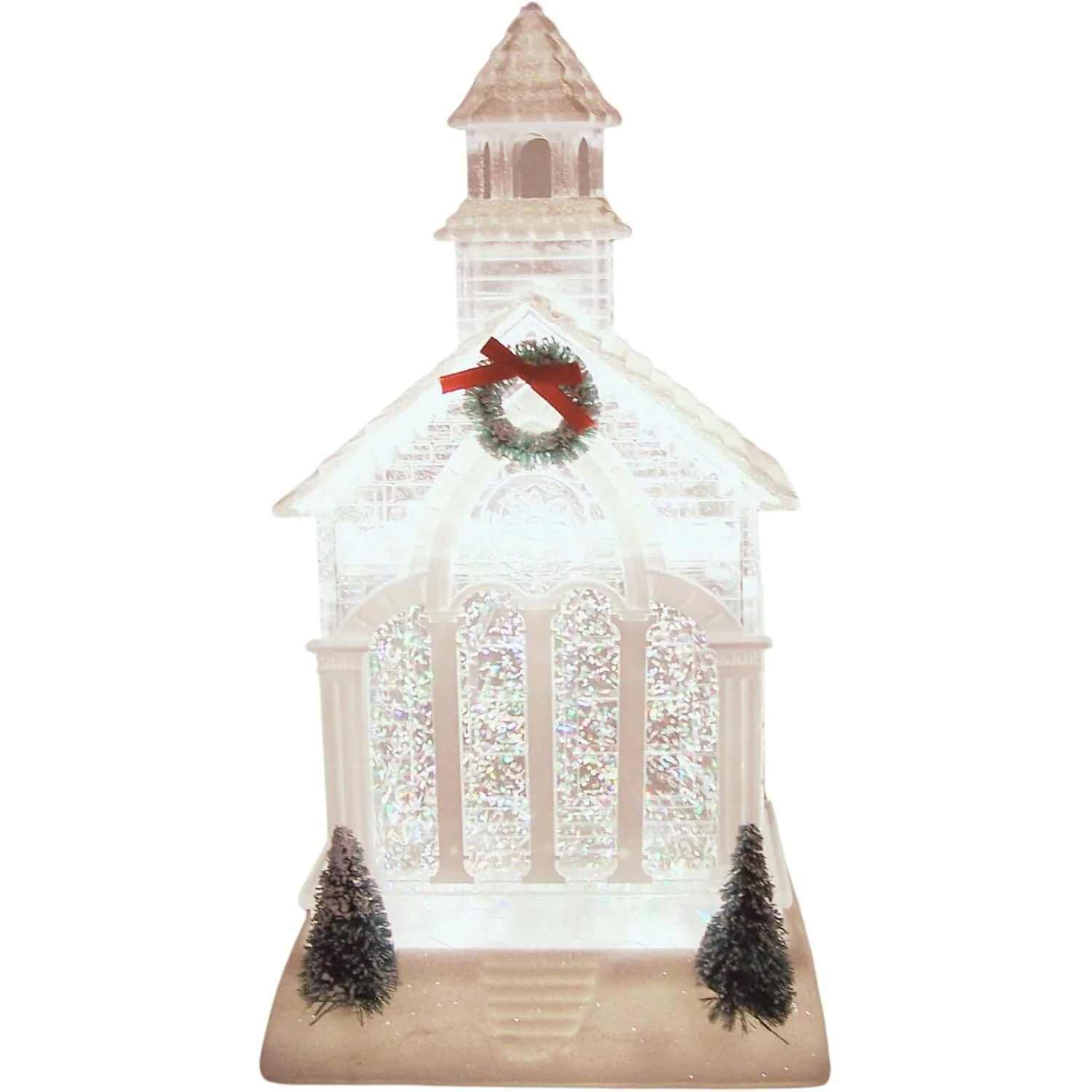 11.5"H Lighted Swirl Church w/Tree & Wreath - Image 4