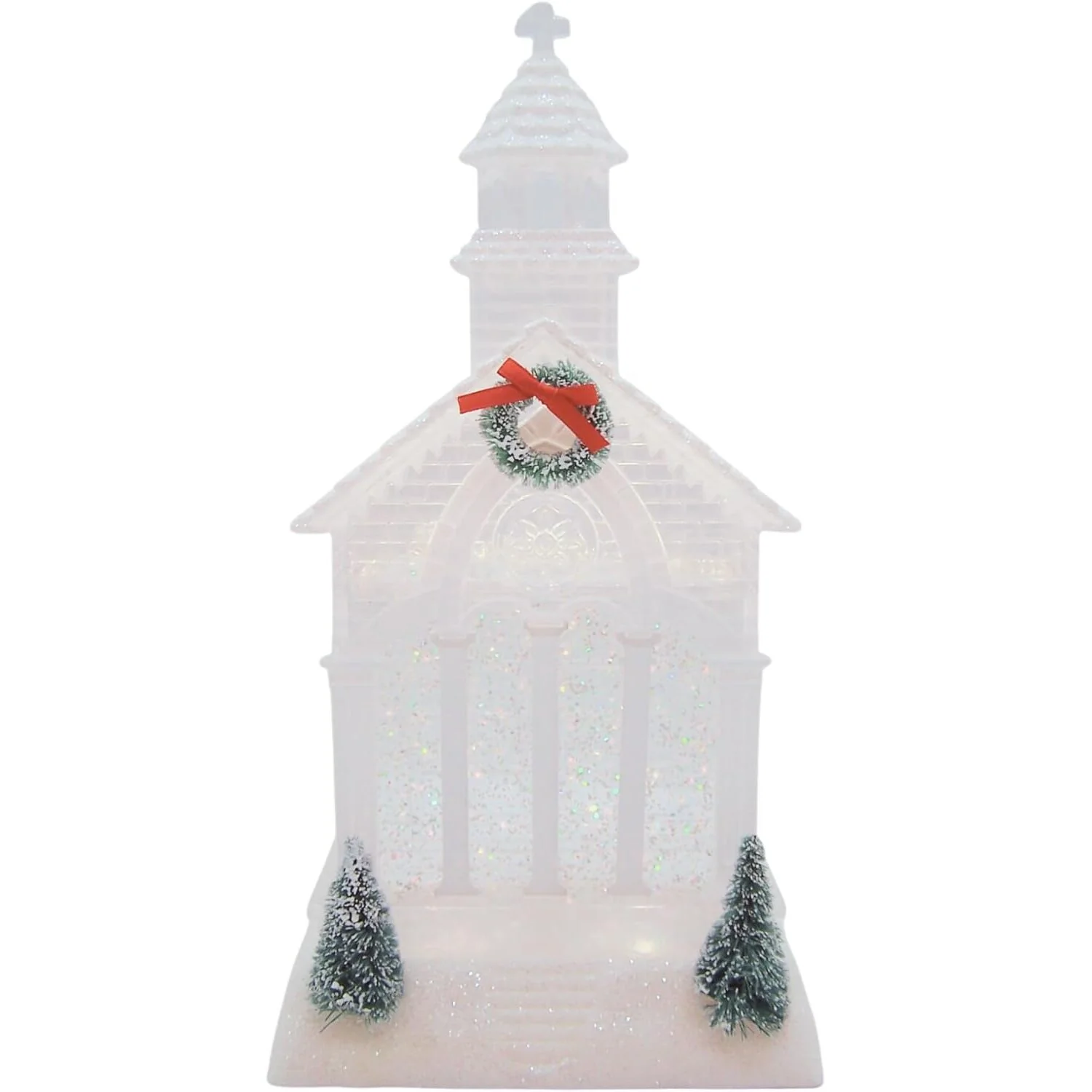 11.5"H Lighted Swirl Church w/Tree & Wreath - Image 5