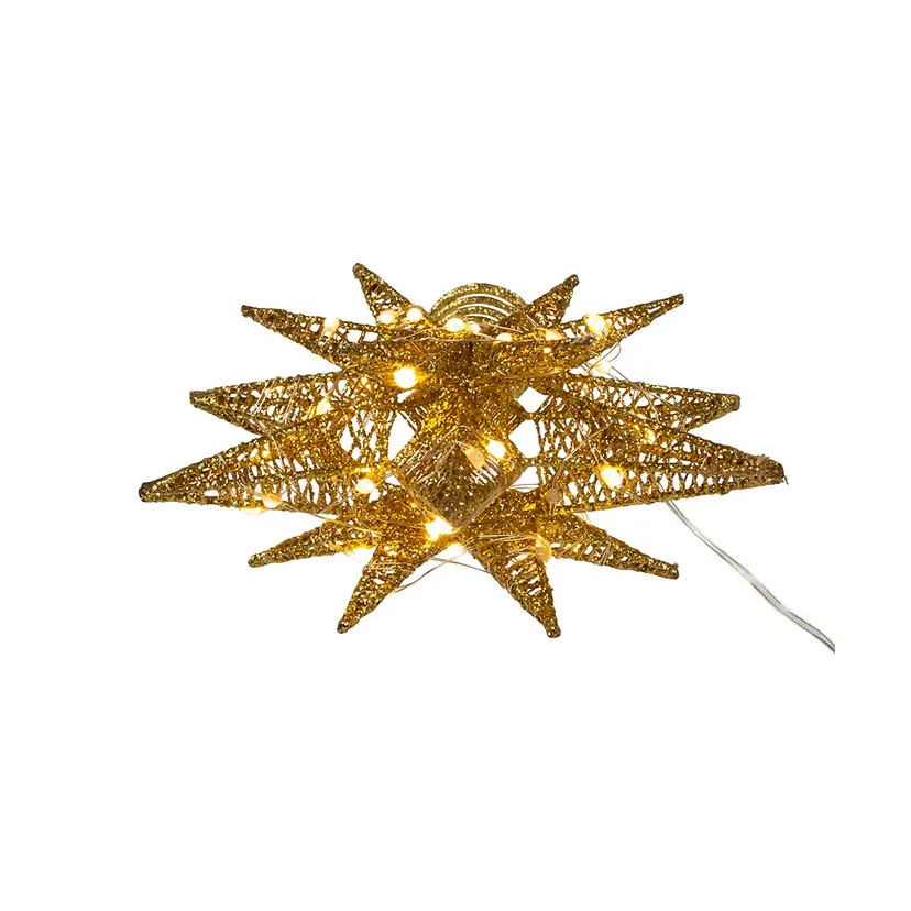 60-Light Warm White Twinkling Superbright LED Gold Starburst Treetop, 11" - Image 5