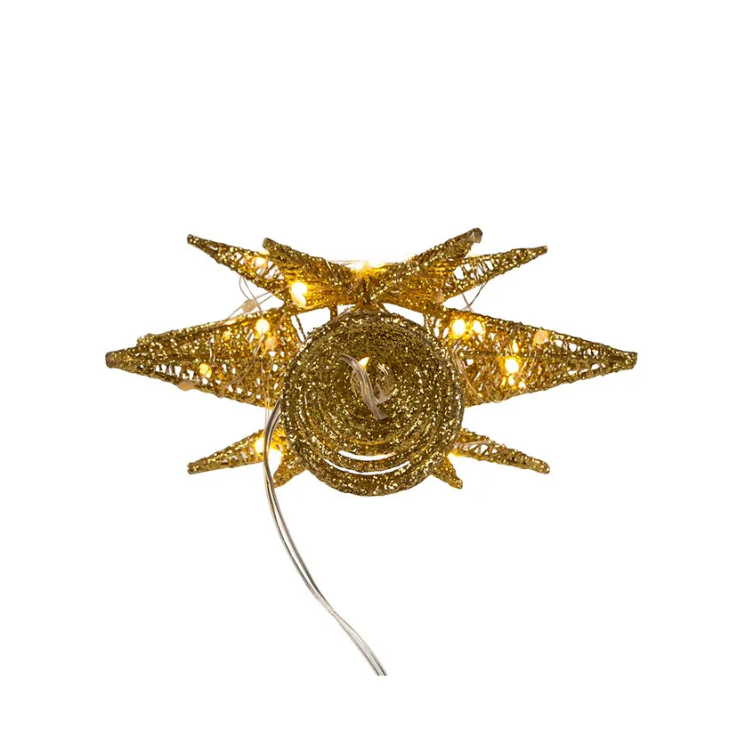 60-Light Warm White Twinkling Superbright LED Gold Starburst Treetop, 11" - Image 6