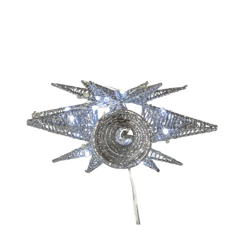 60-Light Warm White Twinkling Superbright LED Silver Starburst Treetop, 11" - Image 6