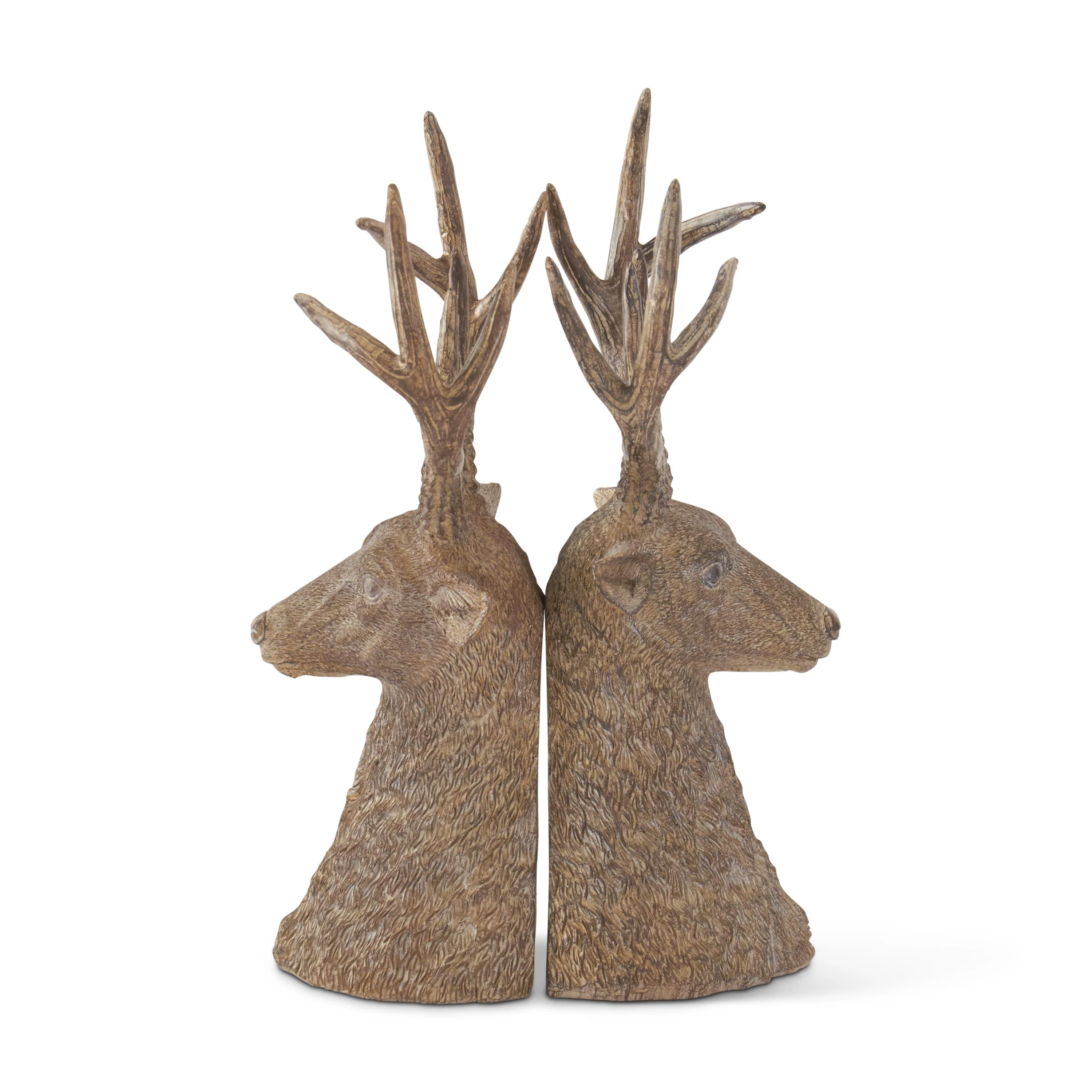 Tan Resin Deer Bust Bookends, 11.75" (Set of 2)