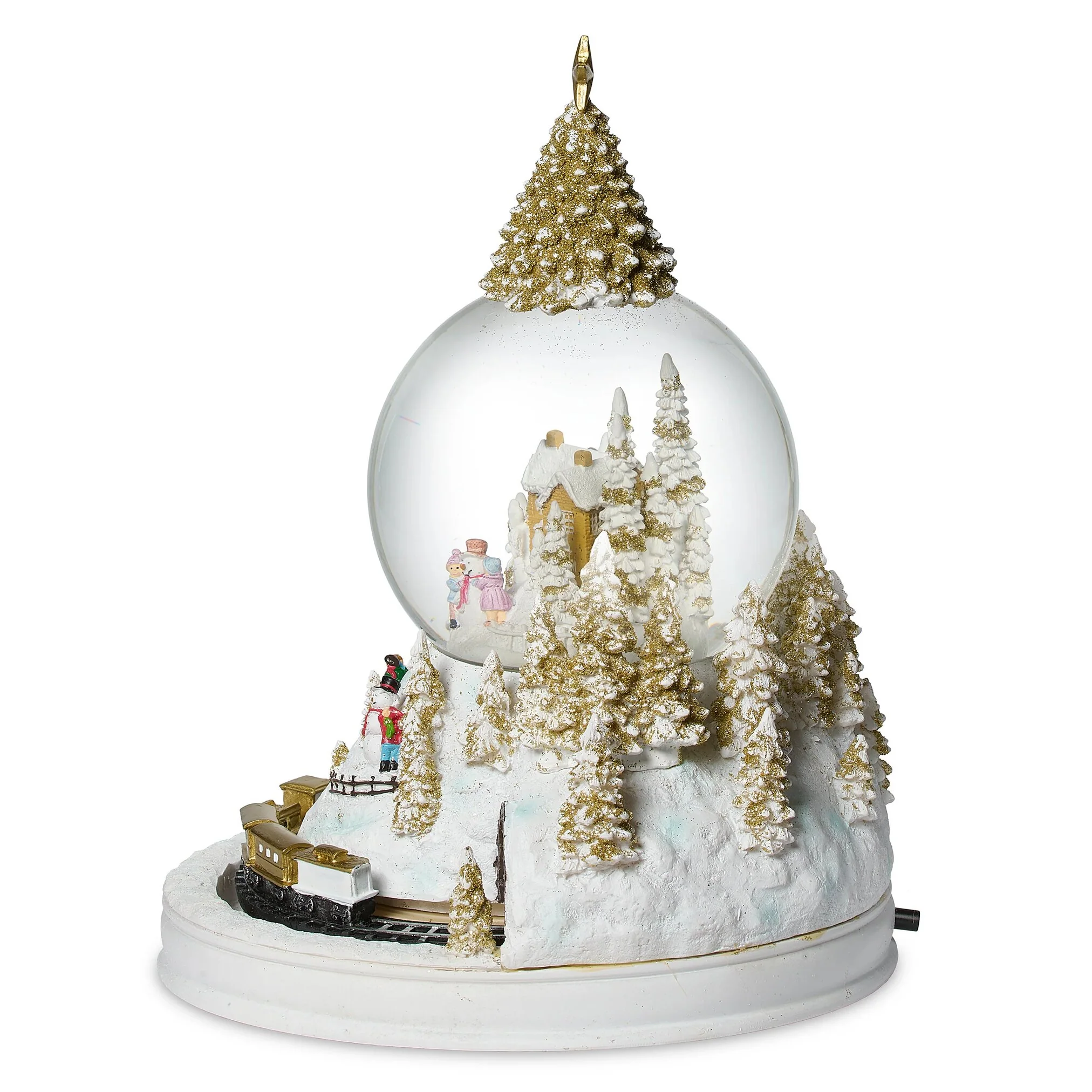 Lighted Musical Cabin Snow Globe W/ Rotating Train, 11" - Image 2