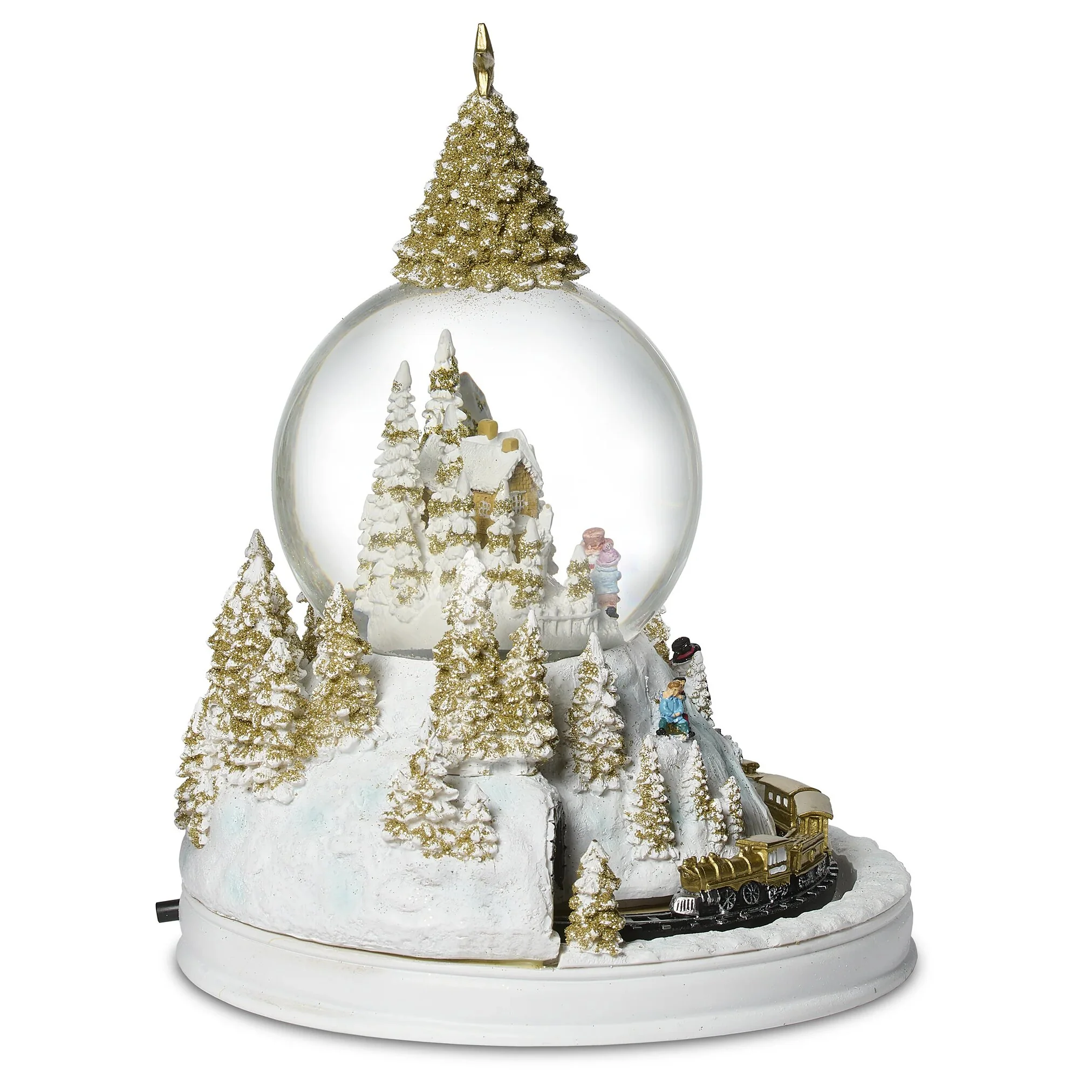 Lighted Musical Cabin Snow Globe W/ Rotating Train, 11" - Image 3