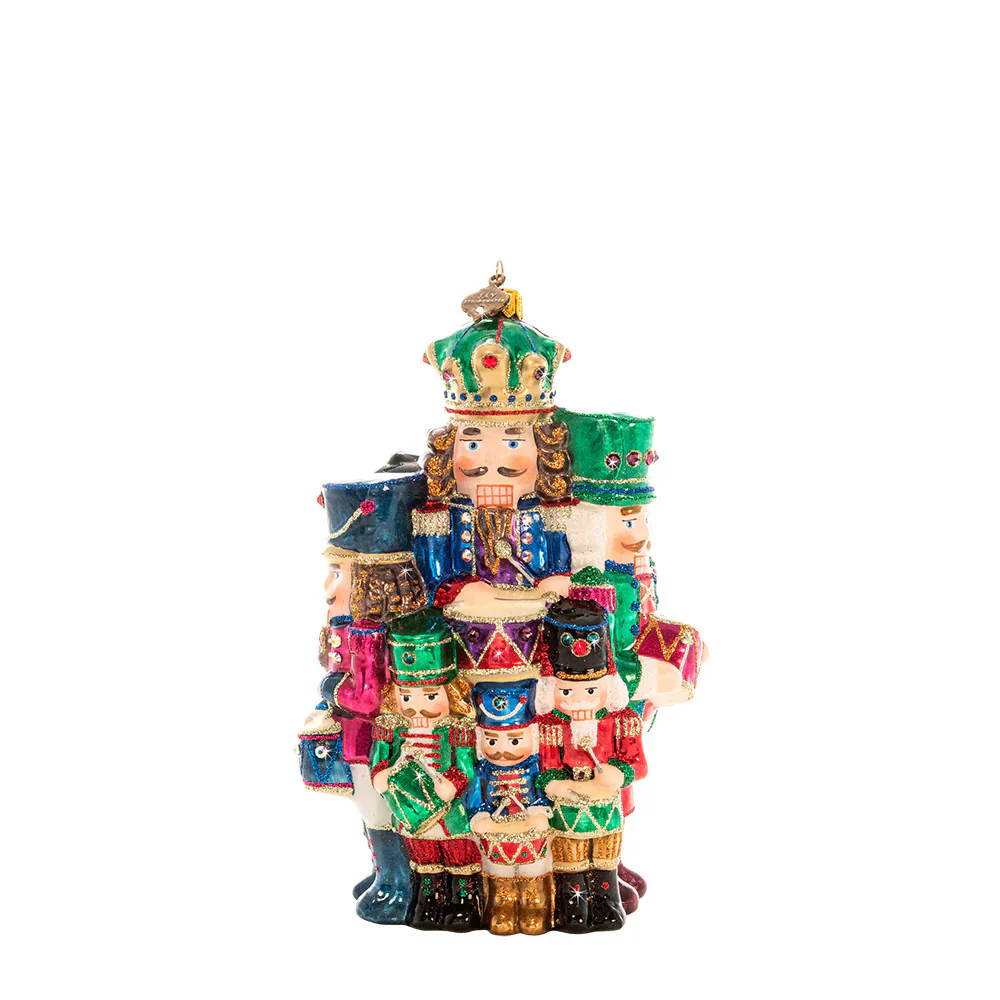 12 Drummers Drumming Glass Ornament, 7"