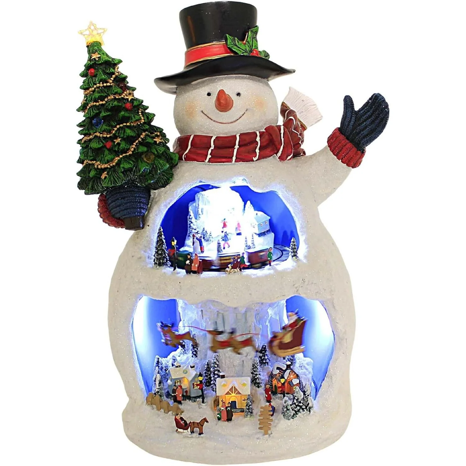 Musical LED Action Snowman w/ People in a Snow Scene Musical, 12" - Image 2