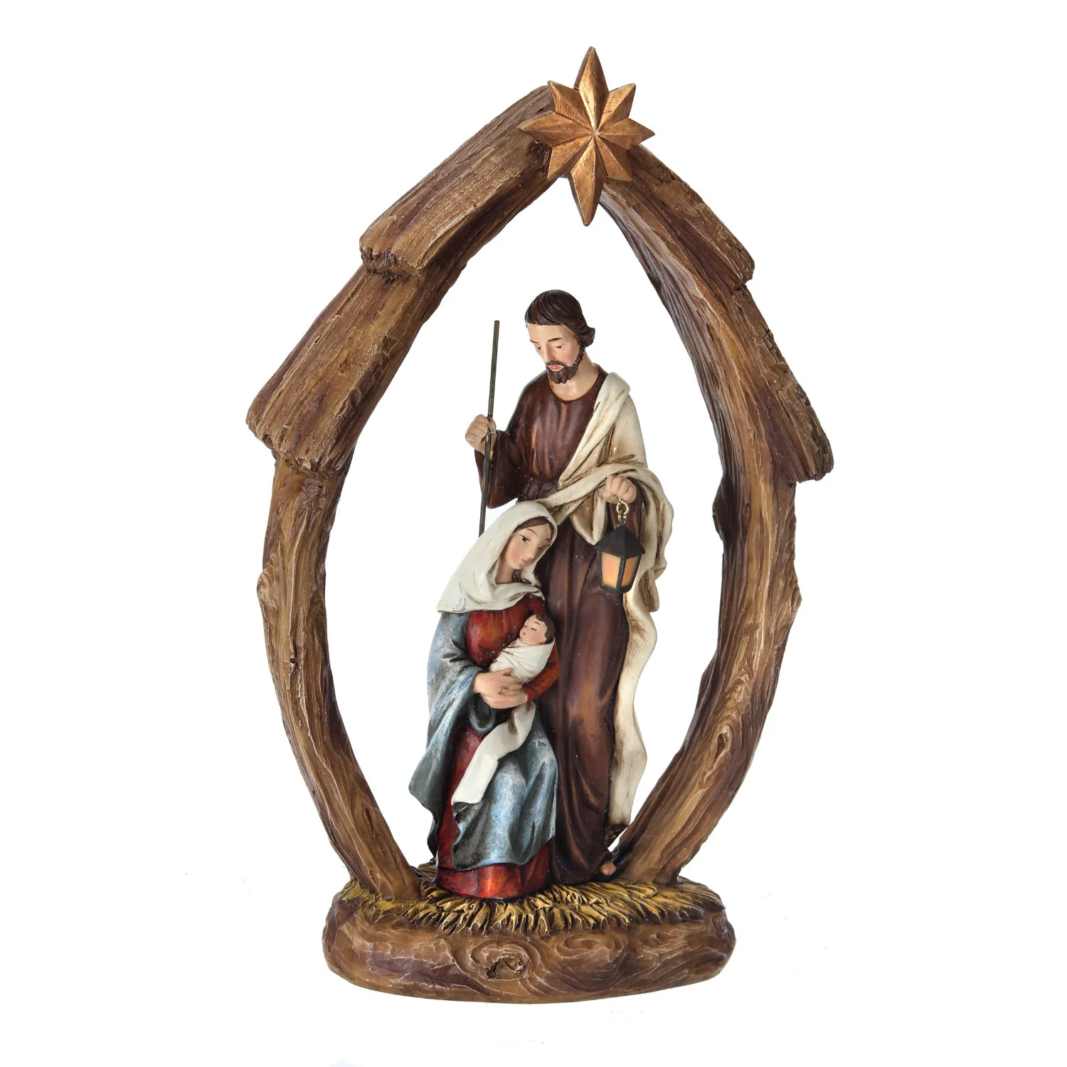 Resin Holy Family in Arch w/Star, 12"