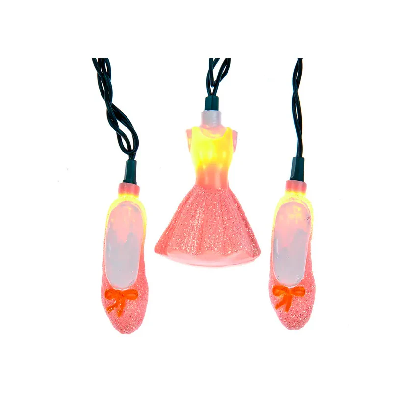 12' UL 10-Light Glittered Tutu and Ballet Shoes Light Set - Image 4