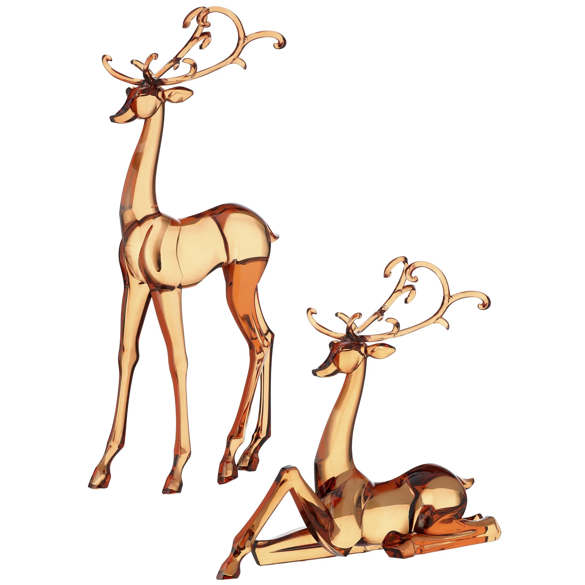13-18" Acrylic Amber Deer Set of 2
