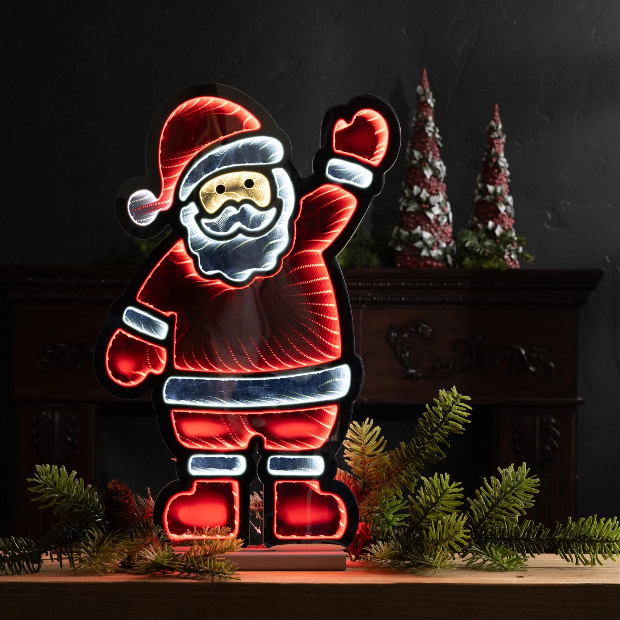 Waving Santa Infinity Light, Acrylic w/UL Plug, 22.5" - Image 3