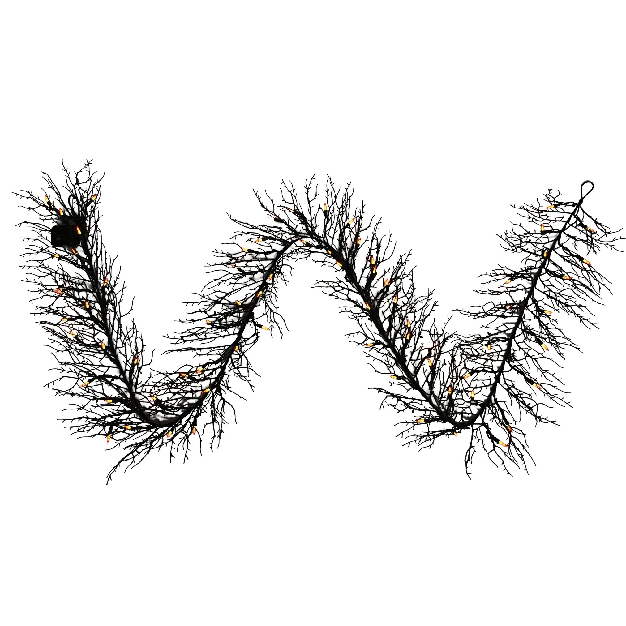 14" diam. x 9' ft. Two Tone Orange/Warm White T5 Halloween Twig Garland