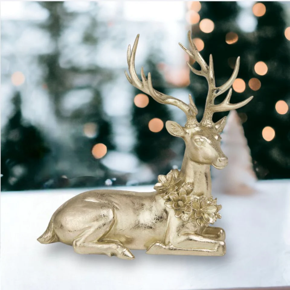 Sitting Gold Deer Figurine, 15.5" - Image 2