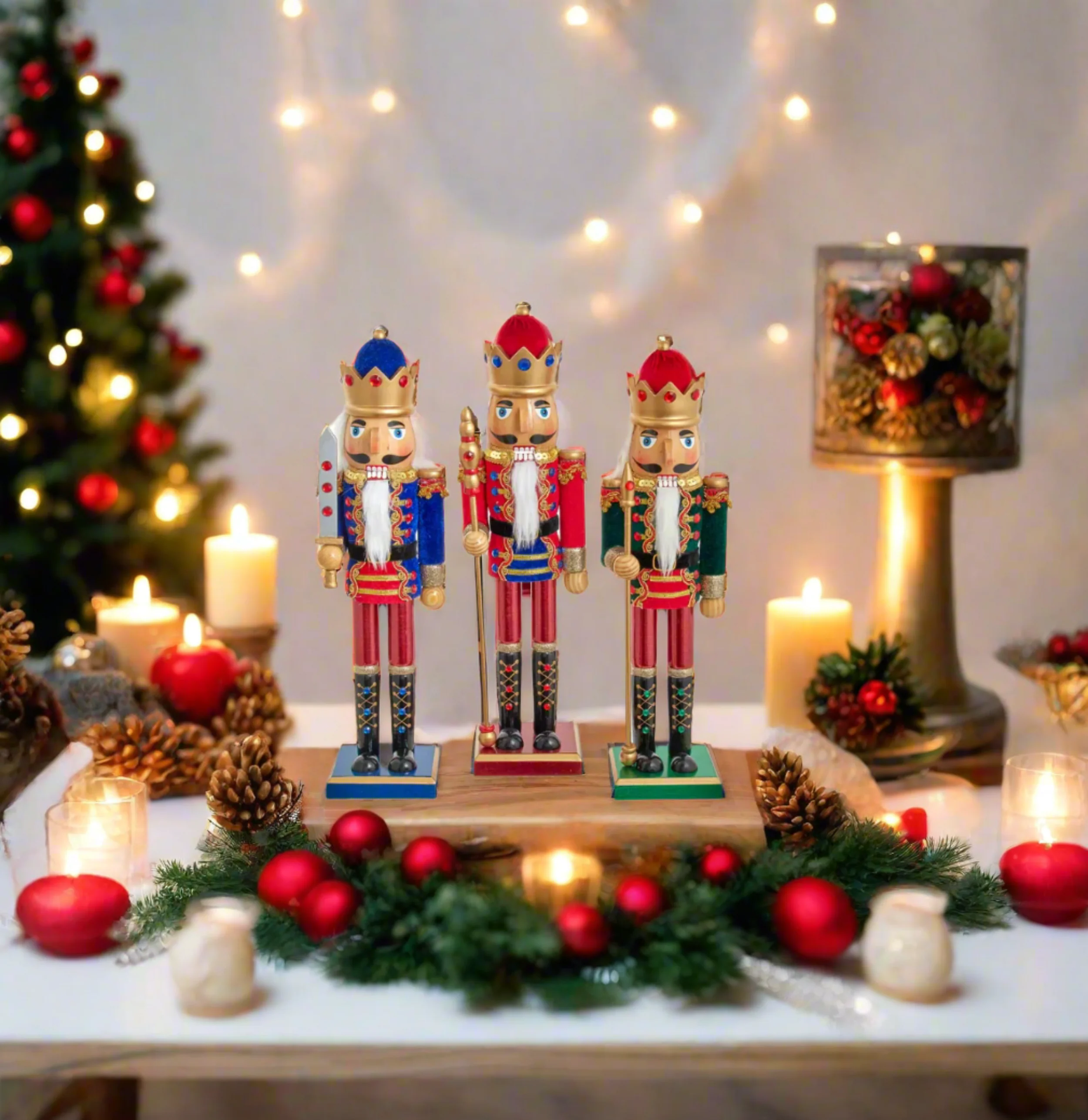 15" Blue, Red and Green King Nutcrackers (3 Styles – Sold individually) - Image 2