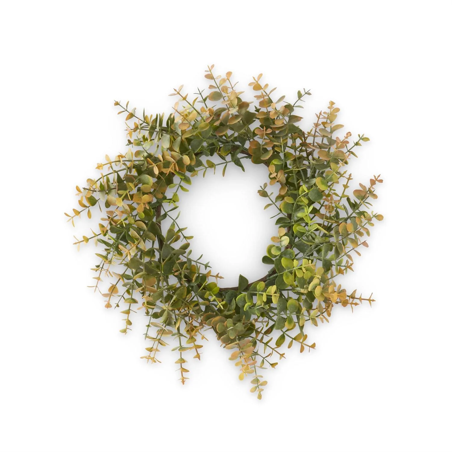 15" Green & Gold Eucalyptus Candle Ring