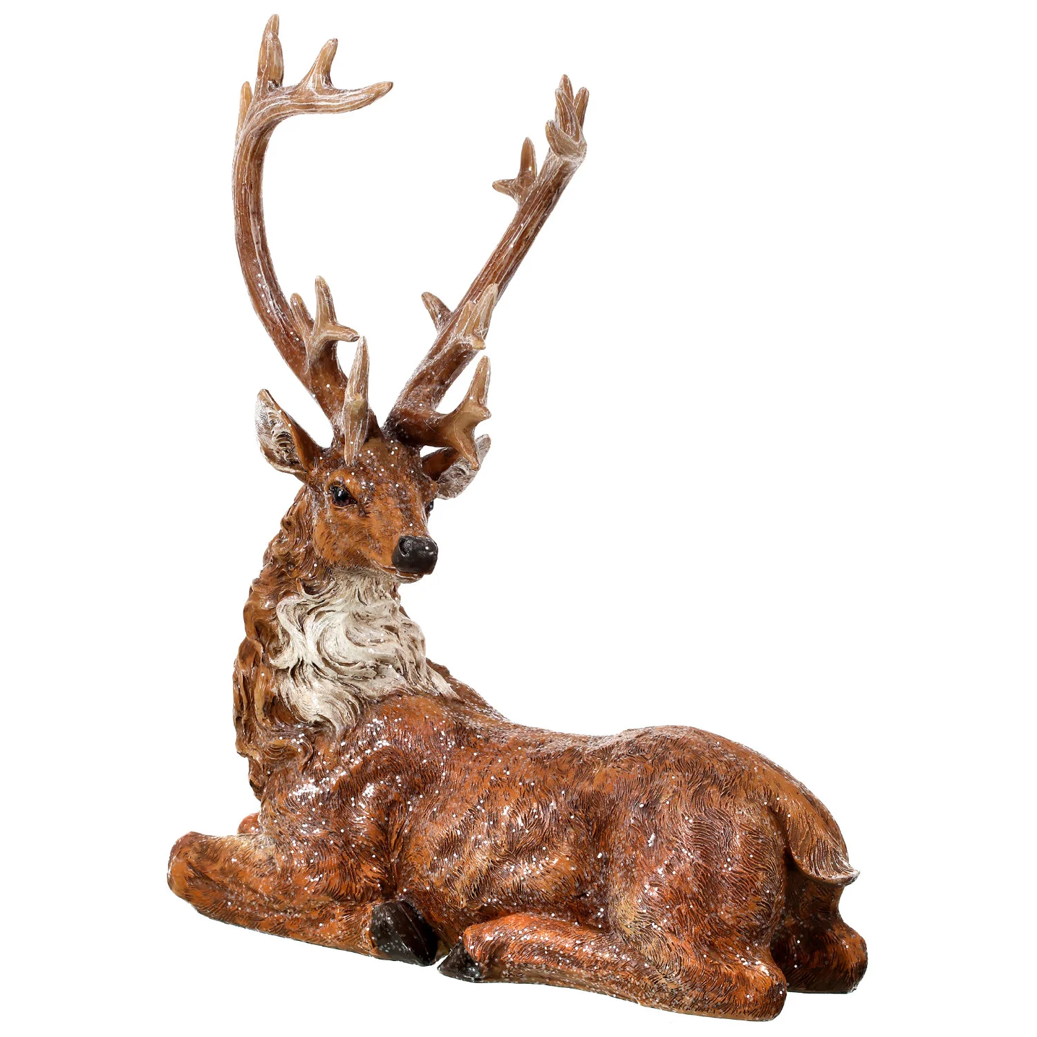Resin Frosted Laying Reindeer Figurine, 15"