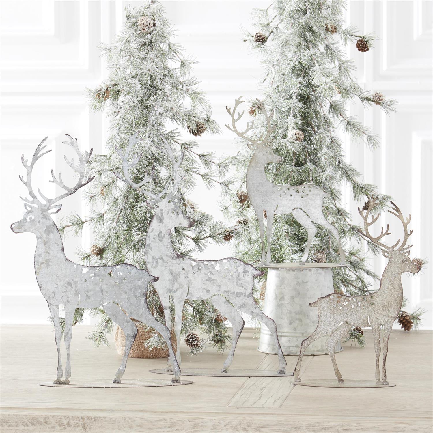 16" Laser Cut Galvanized Deer on Base (2 styles - sold individually) - Image 2