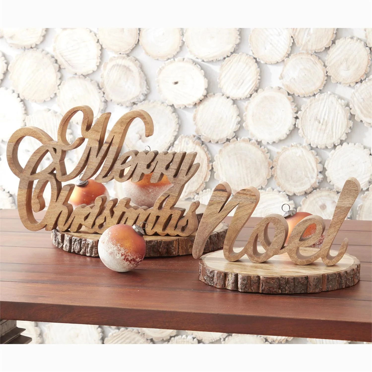17" Dark Brown Wood MERRY CHRISTMAS Cutout - Image 2