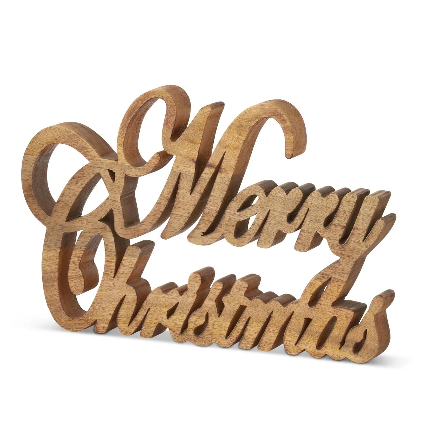 17" Dark Brown Wood MERRY CHRISTMAS Cutout - Image 3