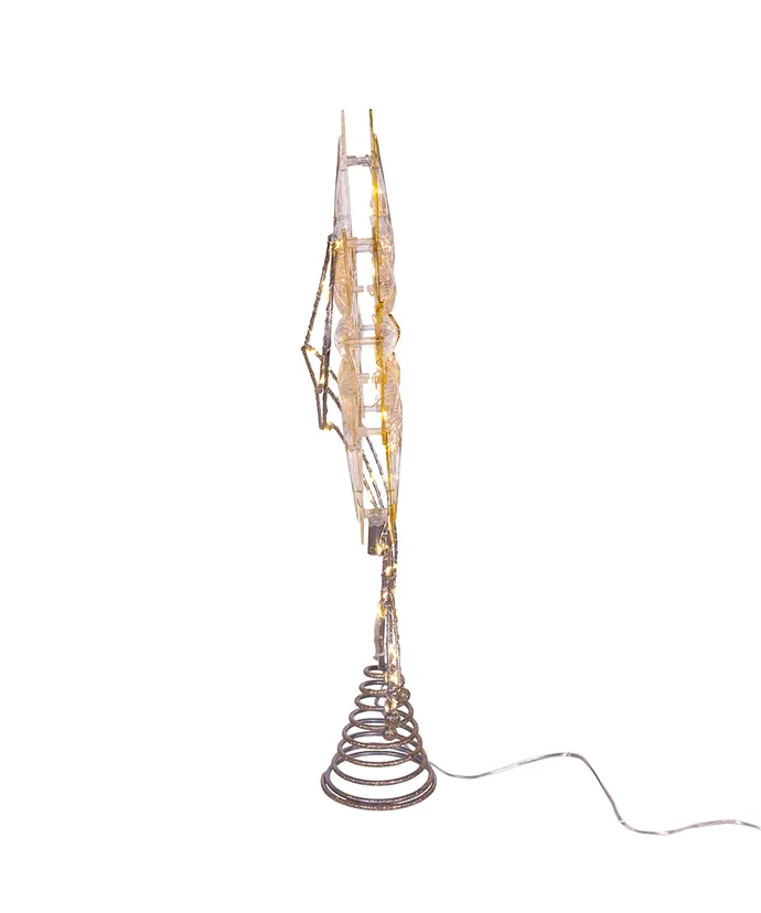 17" Pre-Lit Gold Glittered 8-point Star Treetop - Image 3