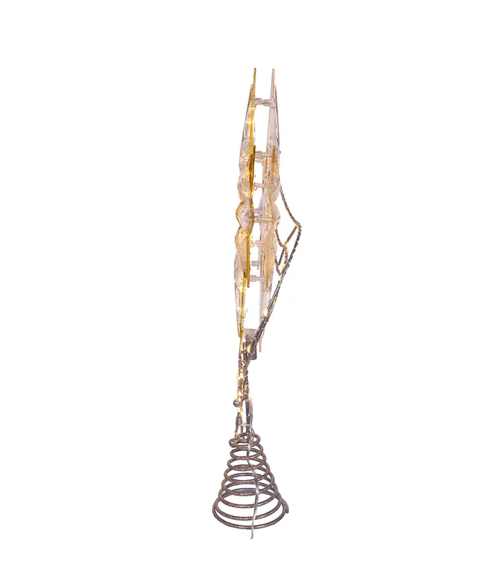 17" Pre-Lit Gold Glittered 8-point Star Treetop - Image 5