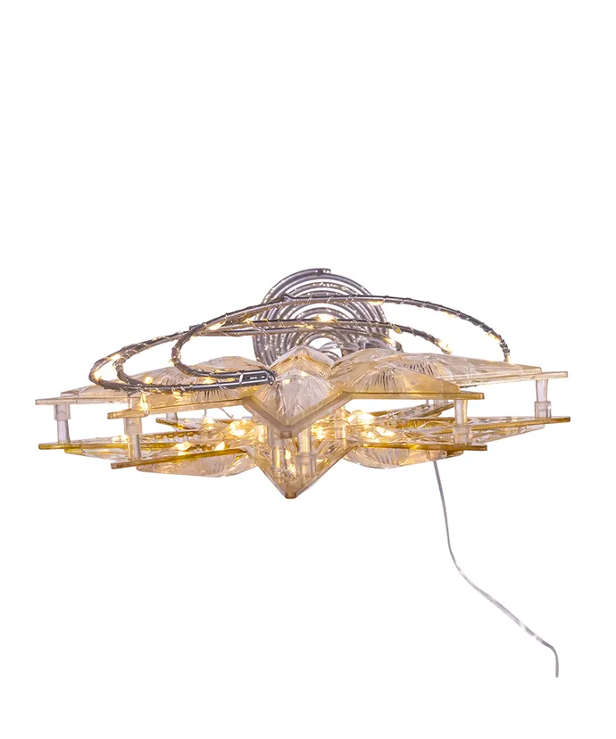 17" Pre-Lit Gold Glittered 8-point Star Treetop - Image 6