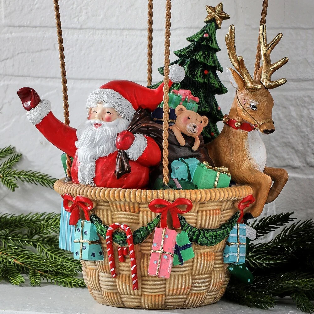 Resin Hot Air Balloon With Santa, 17" - Image 3