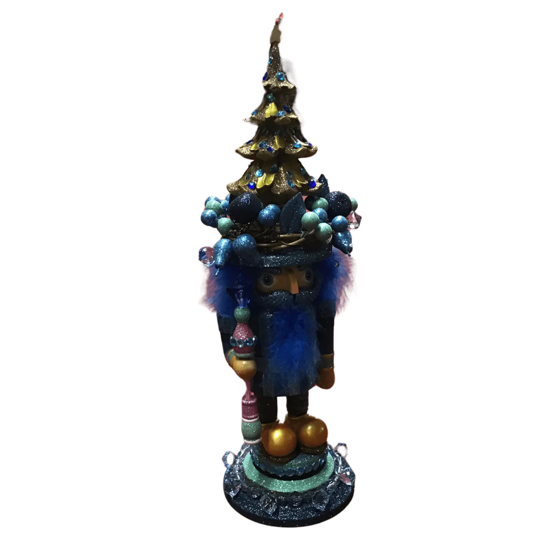 18"HLLYWD BLUE W/TREE NUTCRACKER - Image 2