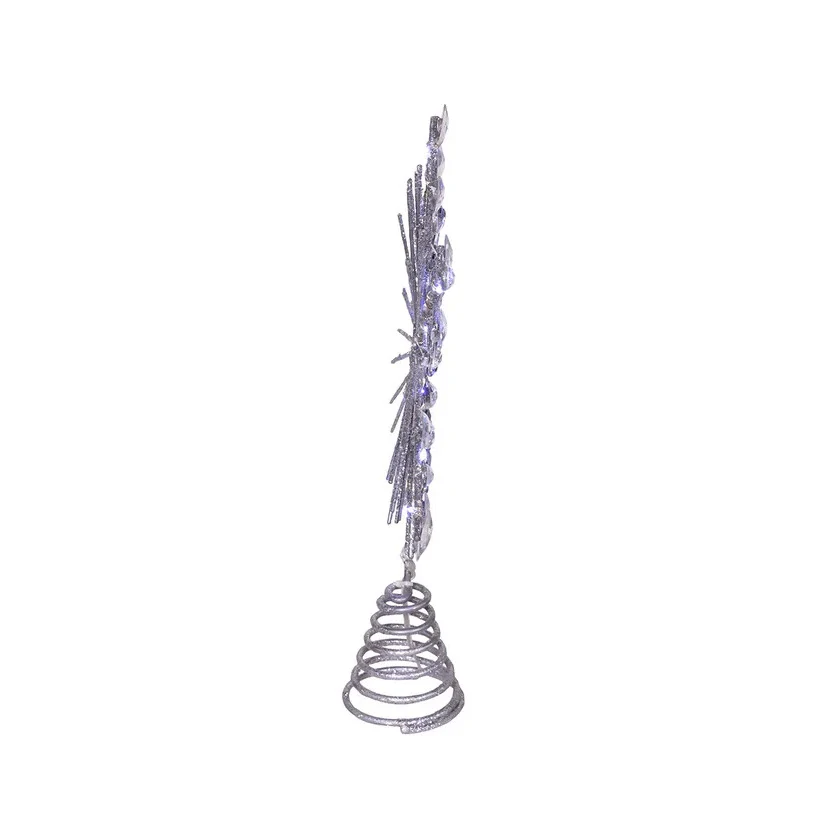 18L Cool White Micro LED Silver Glittered Snowflake Treetop, 11.75" - Image 4