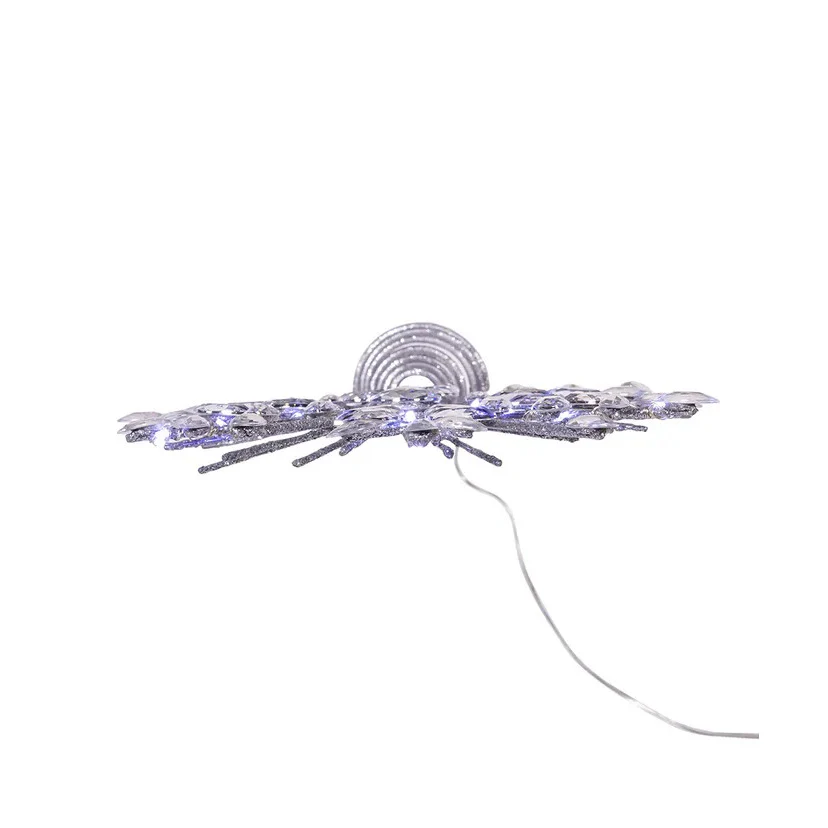 18L Cool White Micro LED Silver Glittered Snowflake Treetop, 11.75" - Image 5