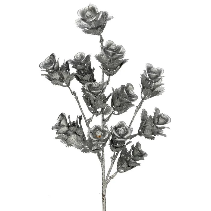 Painted Small Rose Spray, 19" (Silver)