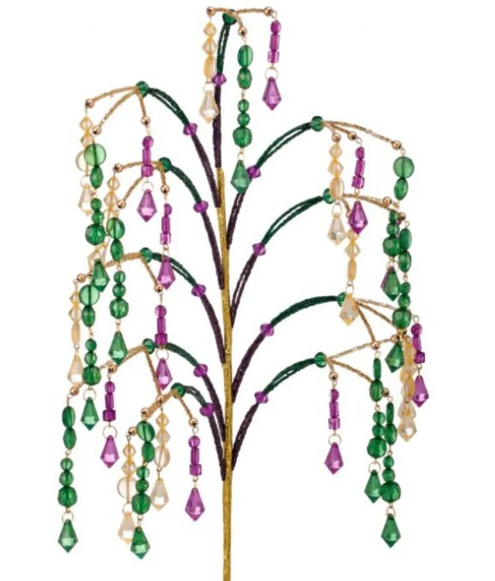 22" Peacock-Themed Acrylic Falling Bead Spray