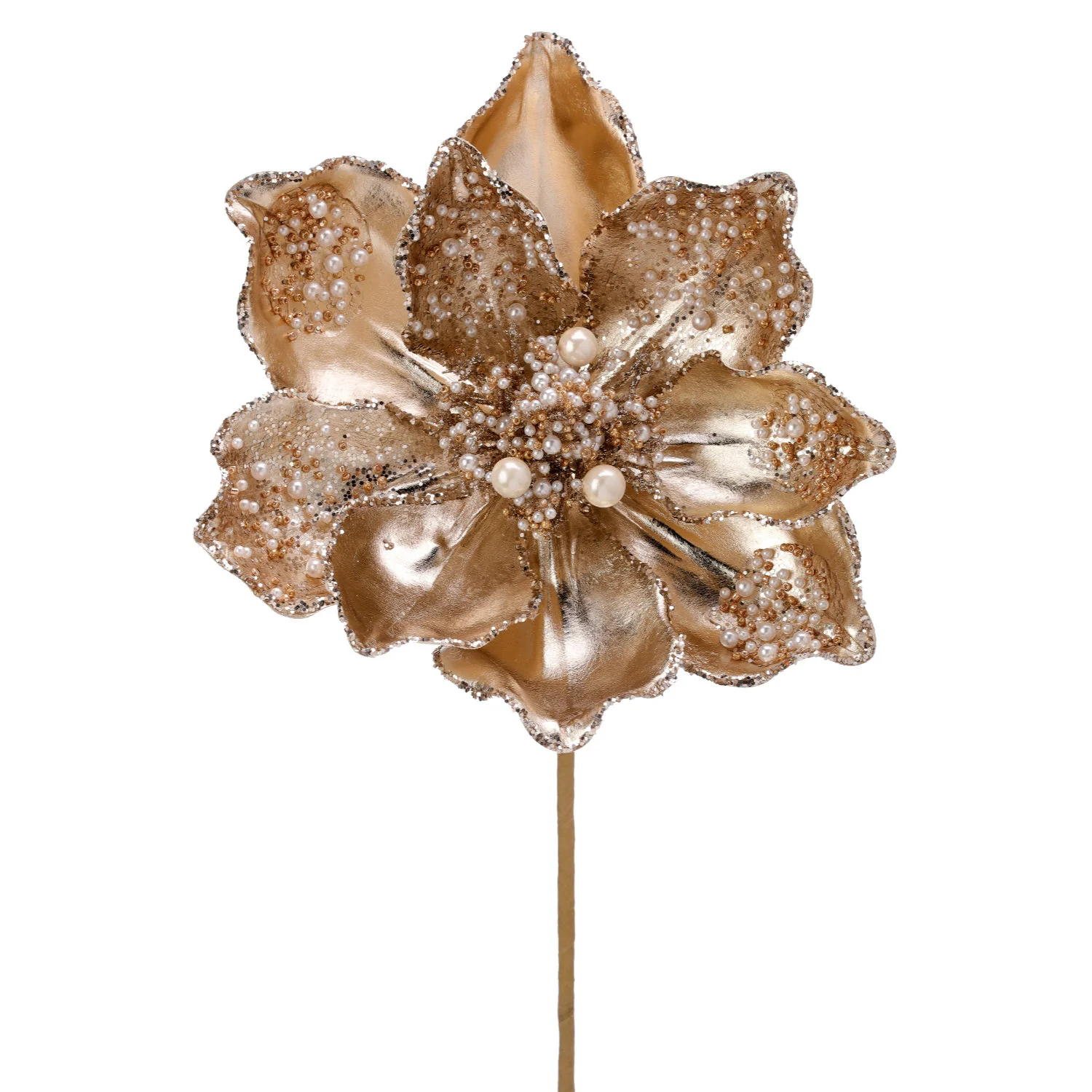 Glitter Sequin/Pearl Metalic Magnolia Stem, 24" (Champagne)