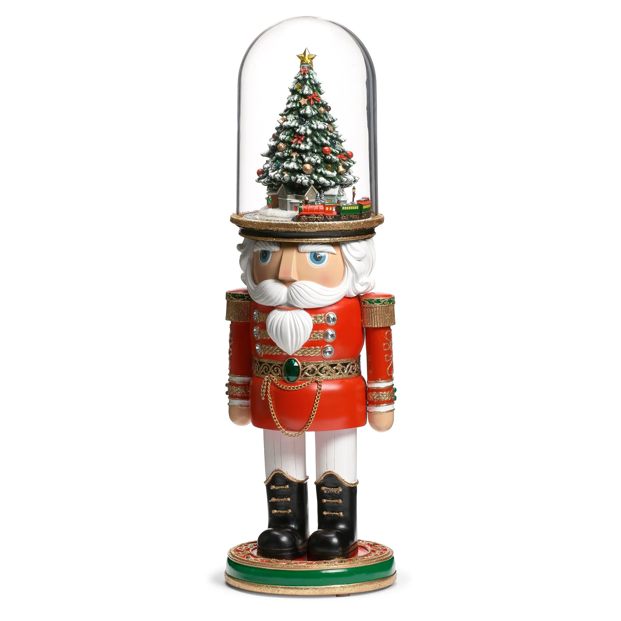 Lighted Musical Nutcracker W/ Tree Hat And Rotating Train, 25" - Image 2