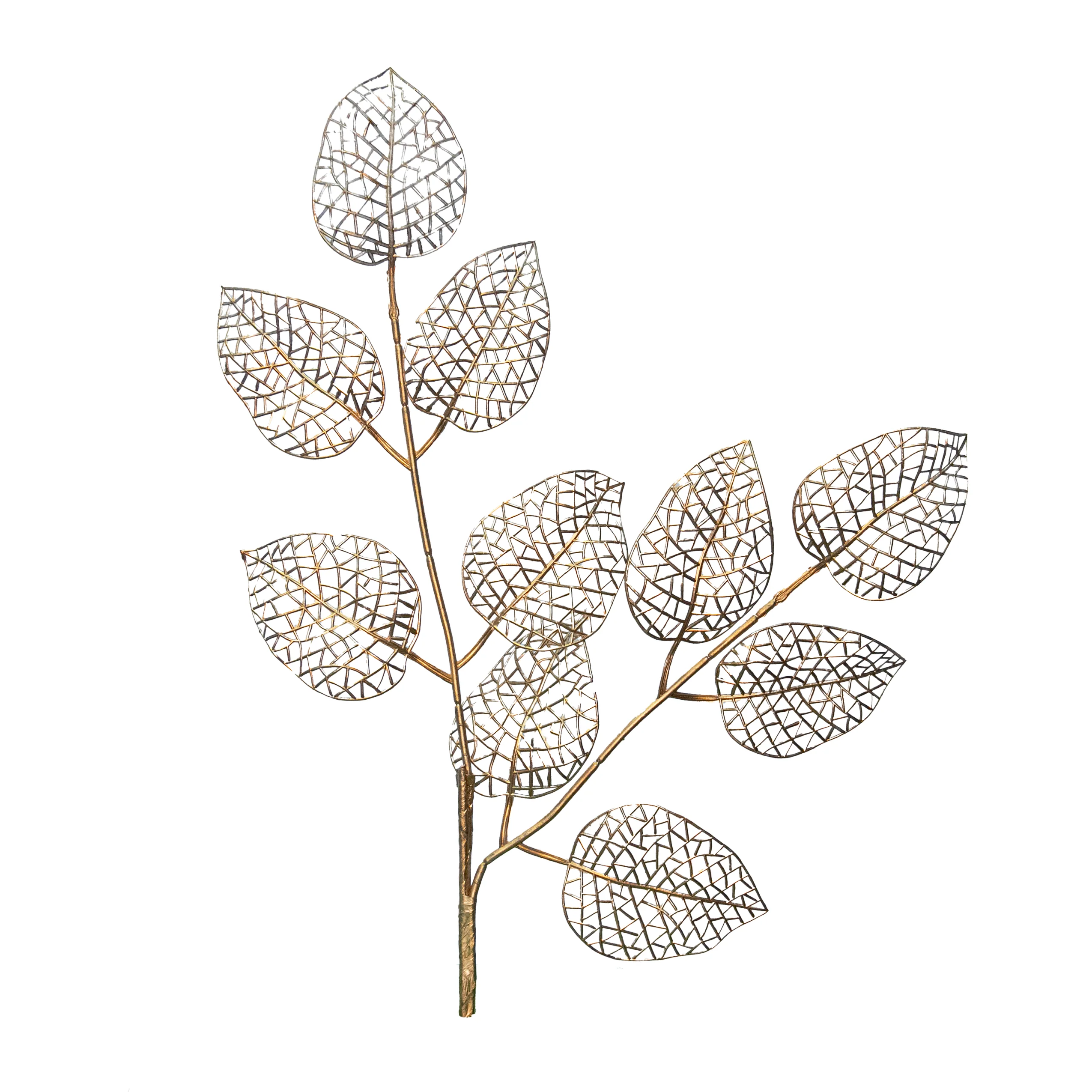Gold Mesh Laurel Leaf Spray, 26" (PE)