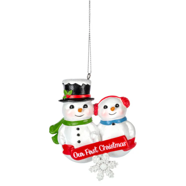 Snow Couple Ornament - Our First Christmas, 3.25"