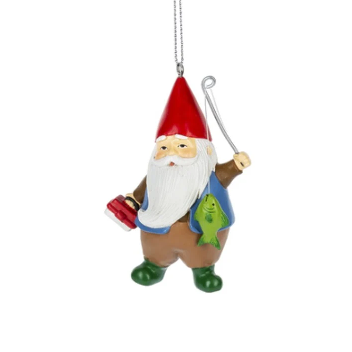 Gnome Fishing Ornament (sold individually), 3.5" - Image 3