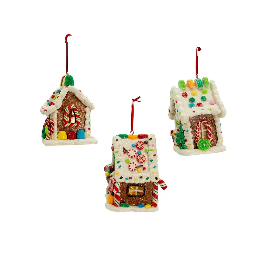 Gingerbread LED Candy House Ornament, 3.74" - Image 2